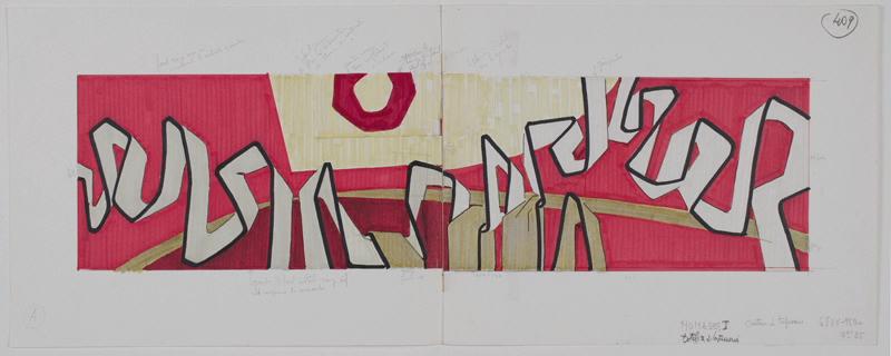 NOMADES I / Carton de tapisserie / 680 x 180 = 12m² 25 / total 2 tapisseries (Titre inscrit sur le dessin)