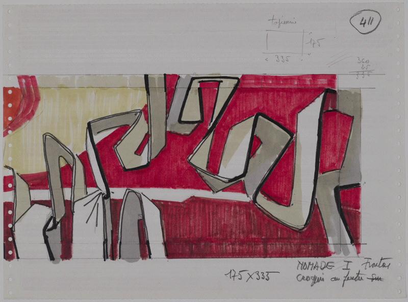 NOMADE I Fronton / croquis au feutre / 175 x 335 (Titre inscrit sur le dessin)