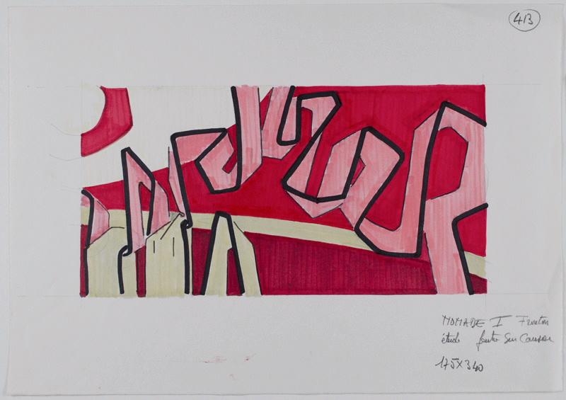 NOMADE I Fronton / étude feutre sur Canson / 175 x 340 (Titre inscrit sur le dessin)