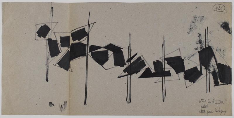 Modulation sur le carré / métal / étude pour Bobigny (Titre inscrit sur le dessin)