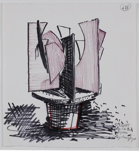 ECLOSION / acier cor-ten / socle pierre / Collège Champforgeuil