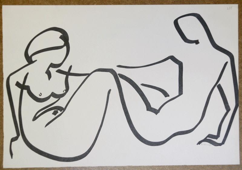 Sans titre ; Nus, couple assis (Titre non inscrit sur le dessin)