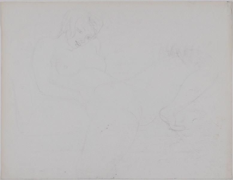 Sans titre (Feutre au recto et esquisse de la même composition au verso) ; Nu au canapé (Titre non inscrit sur le dessin)
