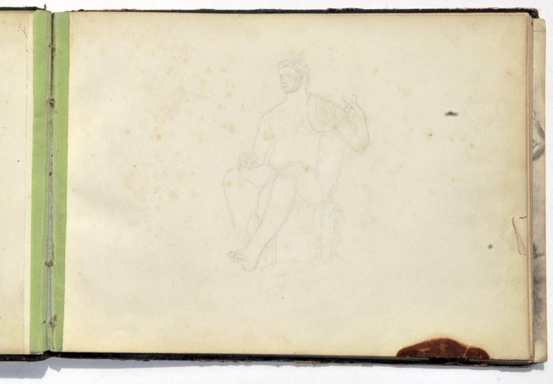 Recto : Etude d'après la statue d'Auguste du musée archéologique de Naples ? ; Verso : Esquisse d'un buste d'homme