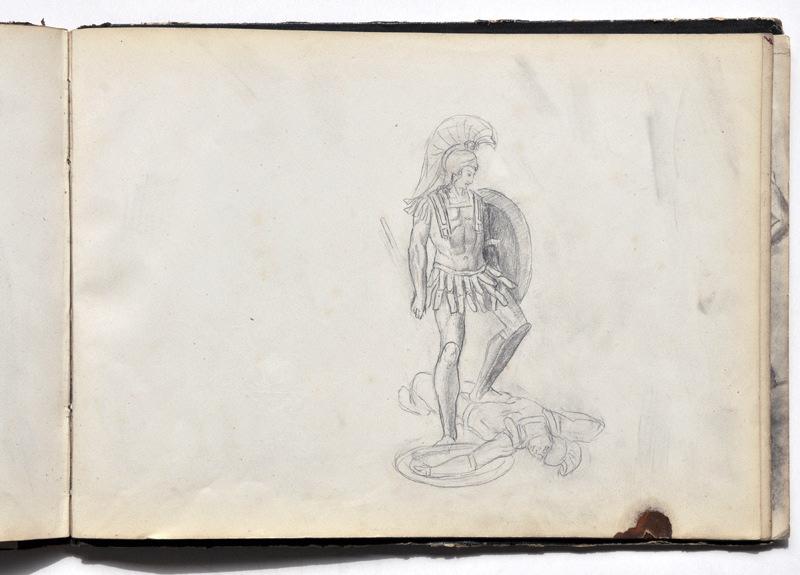 Achille tuant Hector, ou Hector tuant Patrocle (Recto du feuillet) ; Etude pour un chandelier (Verso du feuillet)