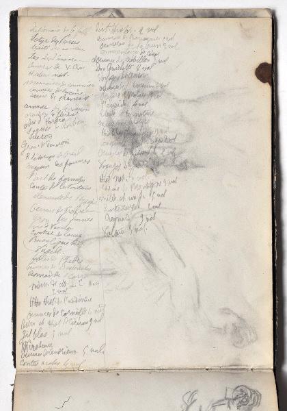 La Dernière scène du Trouvère (étude du décor pour au verso du feuillet)