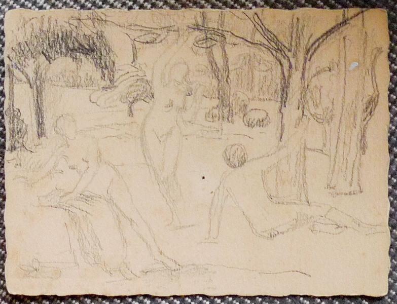 Etude sur carton d'invitation de Camille Pissarro (Dessin au recto du carton d'invitation)