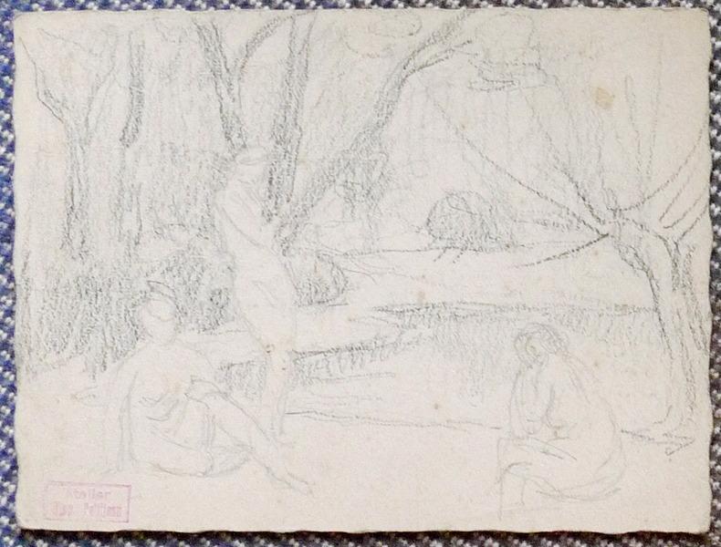 Etude sur carton d'invitation d'Henry C. Lee (Dessin au recto du carton d'invitation.)