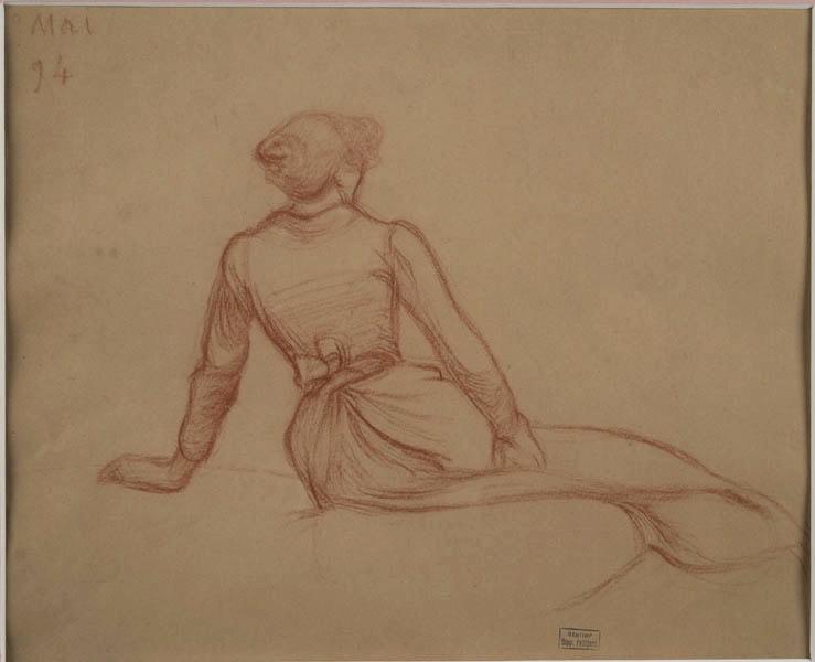 Femme de dos ; Etude de drapé