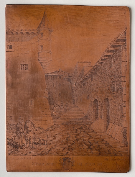 Un coin du vieux Mâcon ; Ancienne rue de l'Oratoire avec l'entrée de la voûte des Gîtes ou Porche Chatillon