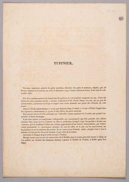 Biographie de Tupinier