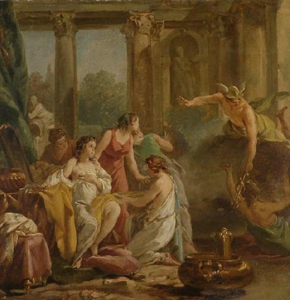 Mercure, amoureux de Hersé, change en pierre Aglaure