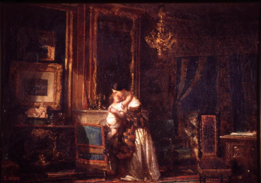 Intérieur avec mère et enfant