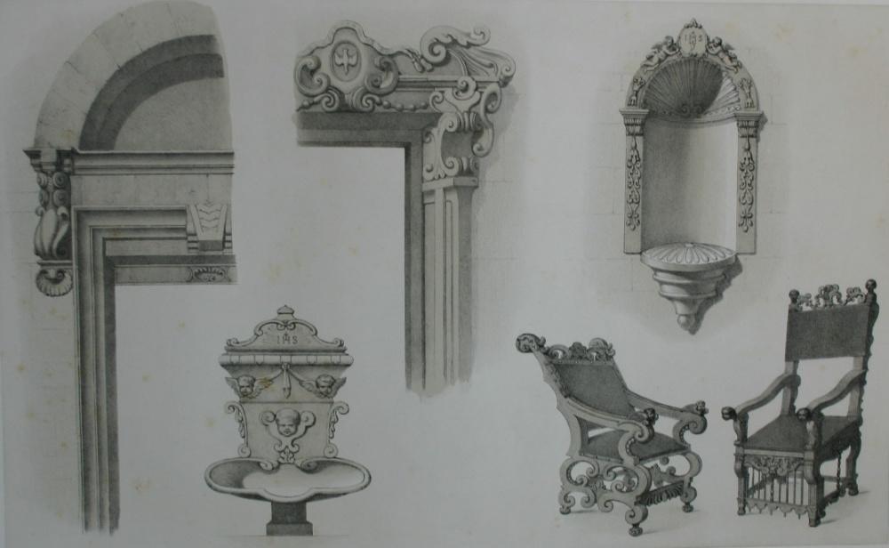 Les missions du Paraguay. Détails dArchitecture et dameublement. Mission de St Rosa Bénitier. Niche de la Mission de Jésus. Porte latérale (coté Est) de lEglise de San Borja. Eglise de San Borja . Porte Basse de la façade. Mission de Trinidad. Mission de San Luiz. (planche  de l'Atlas du Paraguay de 1861. 3ème livraison).