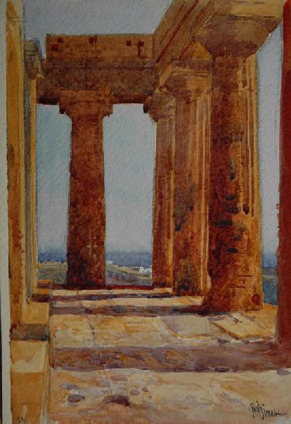 Sicile, portique du temple de la Concorde à Agrigente