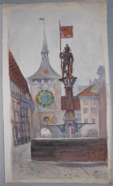 Fontaine et horloge à Mayence