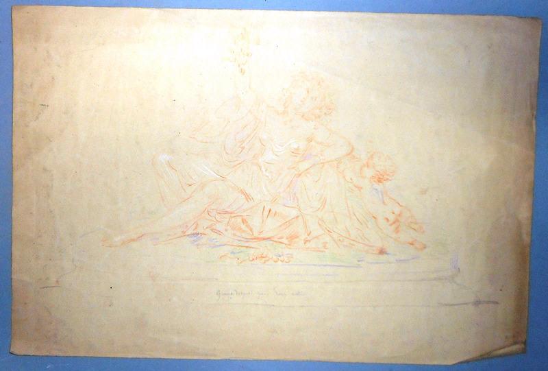 Jeune femme assise accompagnée d'un amour ailé (titre fictif)