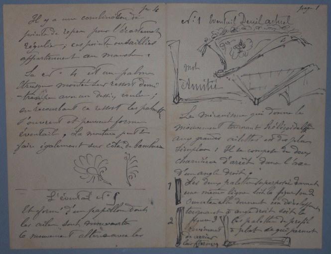 Petit livret de 4 pages décrivant différents types d'éventails.