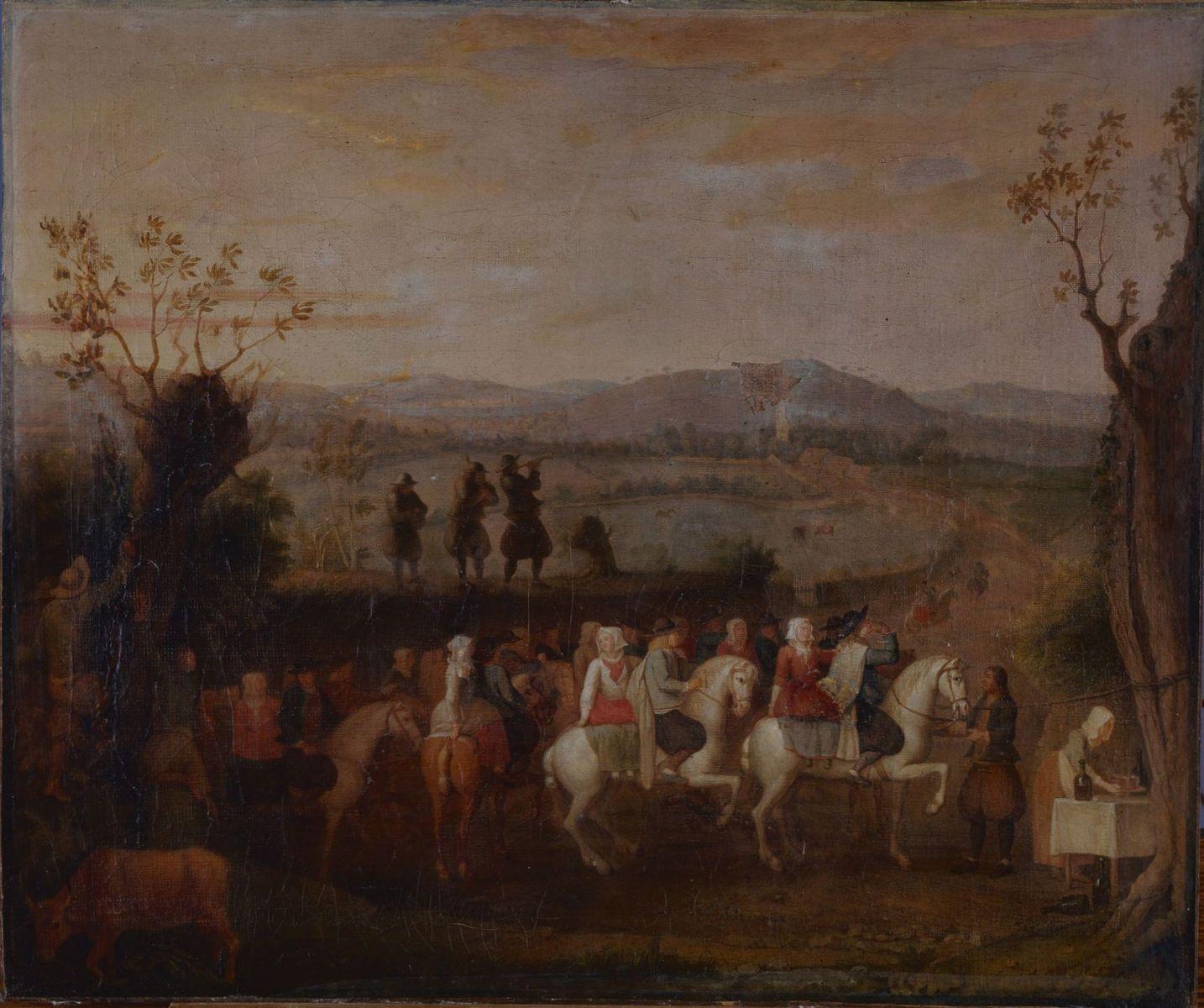Départ d'une cavalcade de noce (titre d'usage)