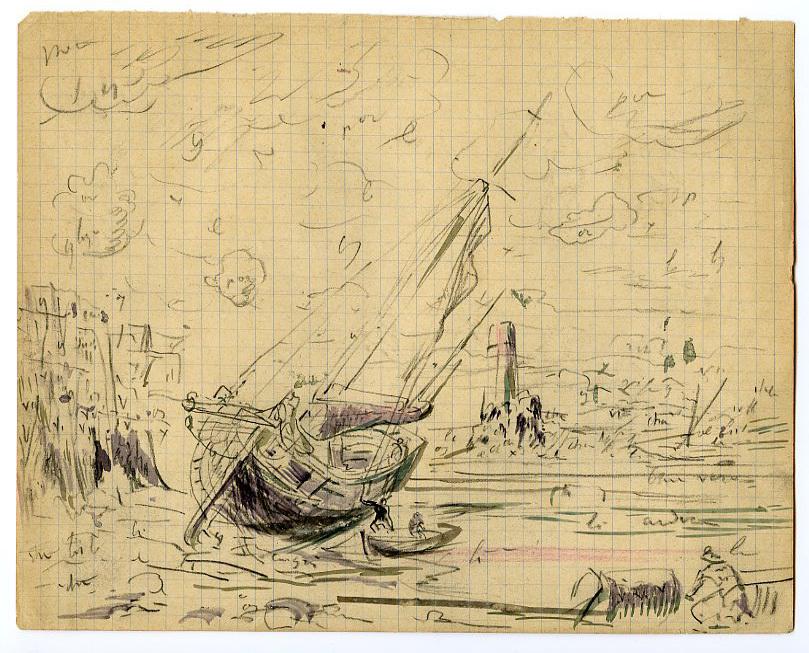 Bateau échoué au port
