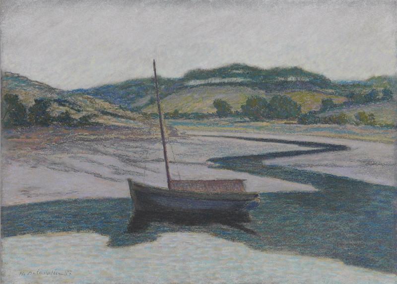Barque sur l'Aven à marée basse