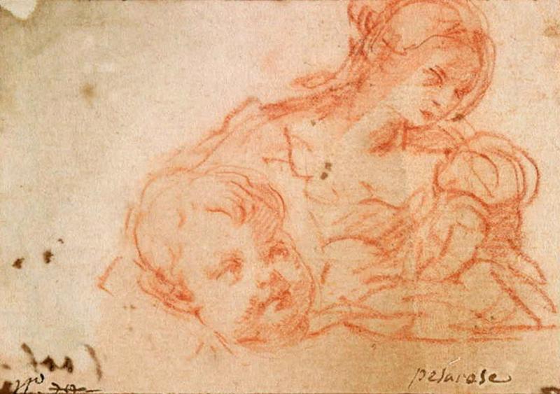 Femme et enfant, tête d'enfant