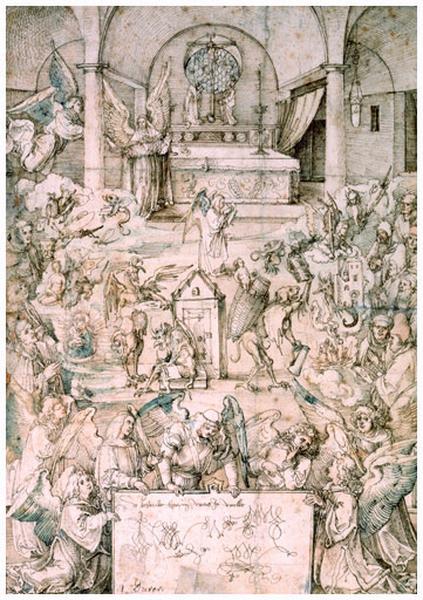 La Messe des anges ; Croquis à la plume coloré, composition allégorique et indescriptible (titre ancien) ; Dessin allégorique (titre ancien)