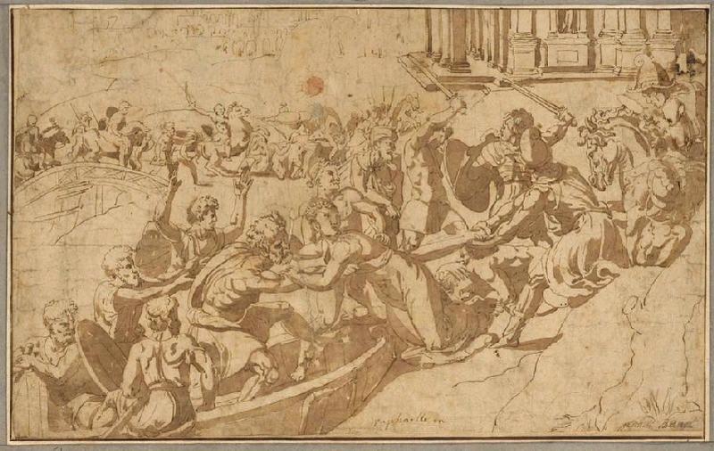 Enlèvement d'Hélène (recto) ; Femme enlevée au milieu d'un combat (verso)