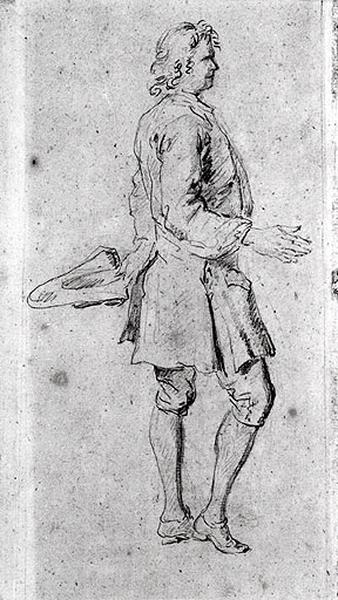 Homme debout de profil (recto) ; Personnes en conversation (verso)