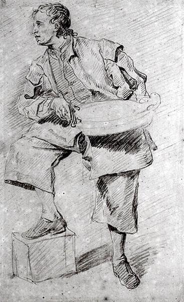 Homme debout, de profil ; Joueur de vielle