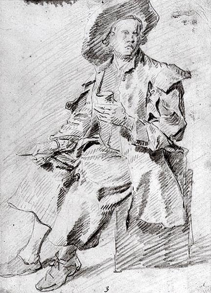 Homme assis tenant un verre (recto) ; Esquisse pour une composition (verso)