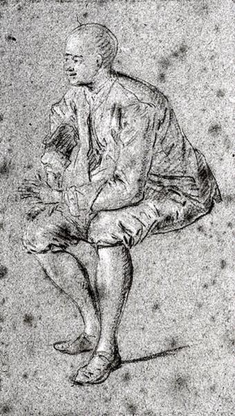 Homme assis de profil à gauche