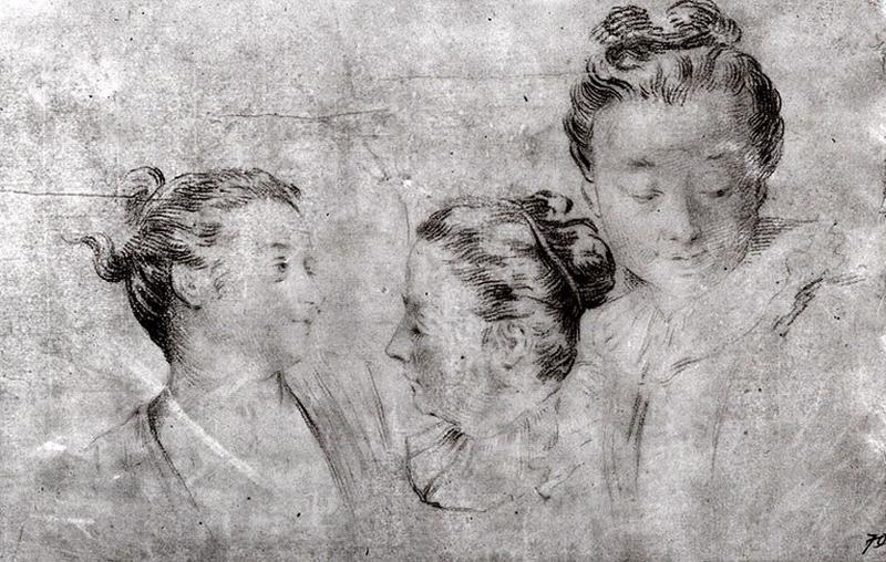 Etudes de têtes de femmes