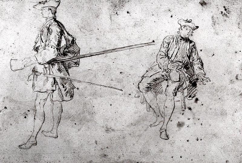 Deux soldats (recto) ; Etude d'homme de dos (verso)