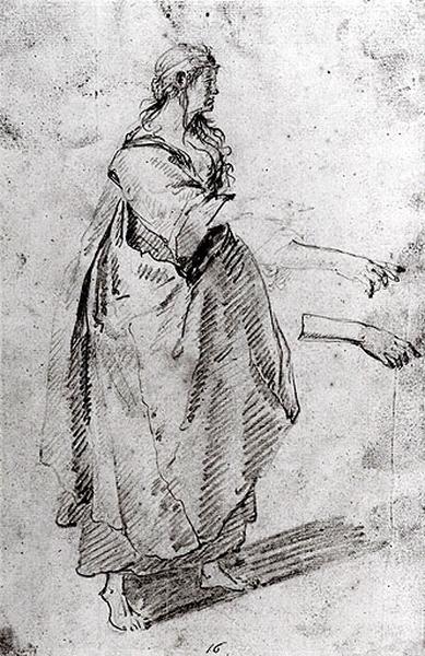 Femme debout pieds nus