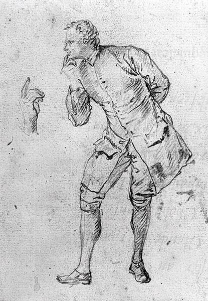 Homme portant la main droite à sa bouche