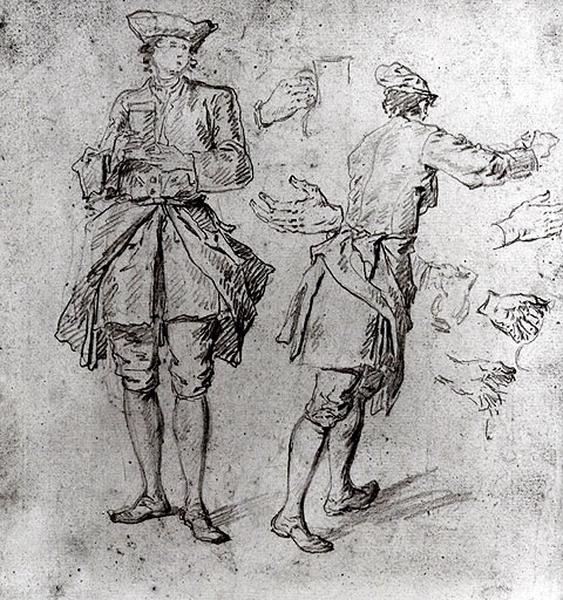 Deux soldats, étude de mains (recto) ; Homme assis vu de dos (verso)