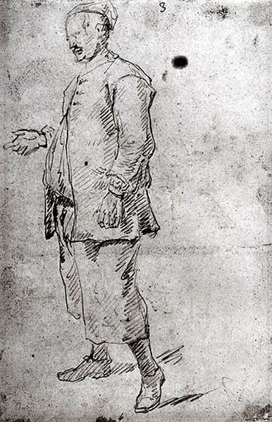 Homme avançant la main droite (recto) ; Homme assis de trois-quarts (verso)