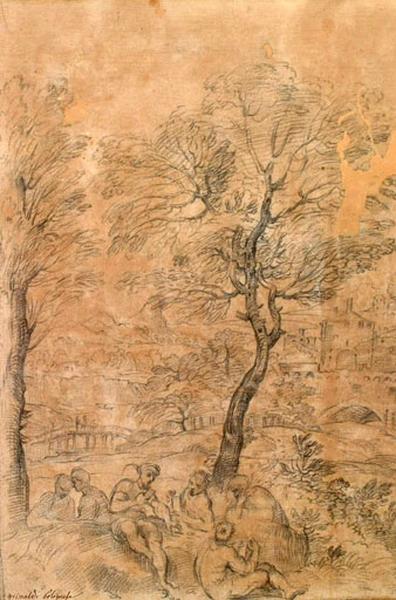 Paysage avec des joueurs de cartes