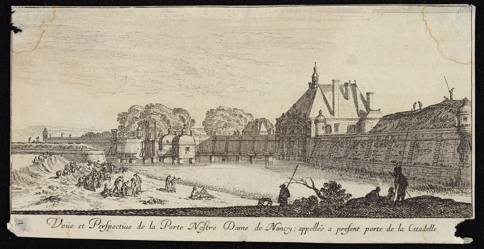 Profil de la ville de Nancy et lieux plus remarquables des environs d'Icelle (02) : Vue et perspective de la porte Notre-Dame de Nancy
