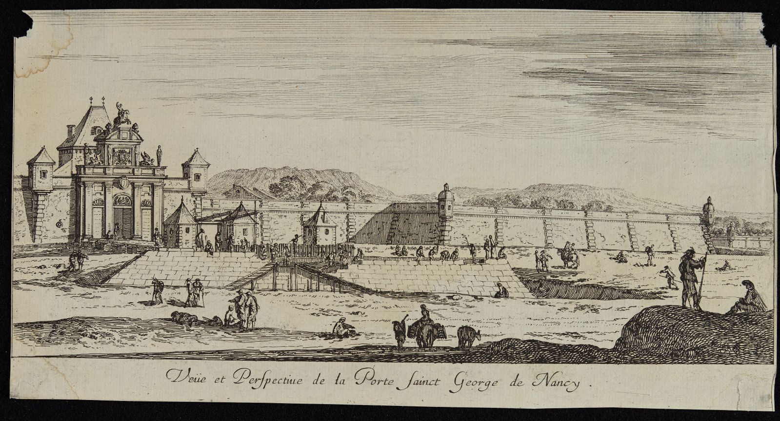 Profil de la ville de Nancy et lieux plus remarquables des environs d'Icelle (03) : Vue et perspective de la porte Saint George de Nancy
