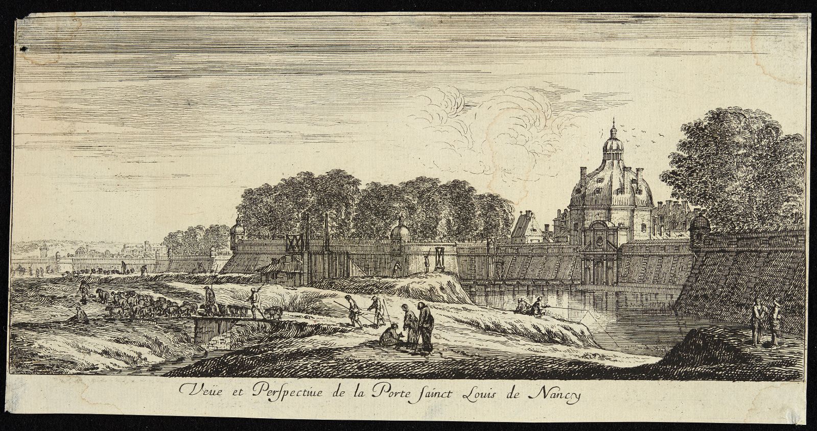 Profil de la ville de Nancy et lieux plus remarquables des environs d'Icelle (06) : Vue et perspective de la porte Saint-Louis à Nancy