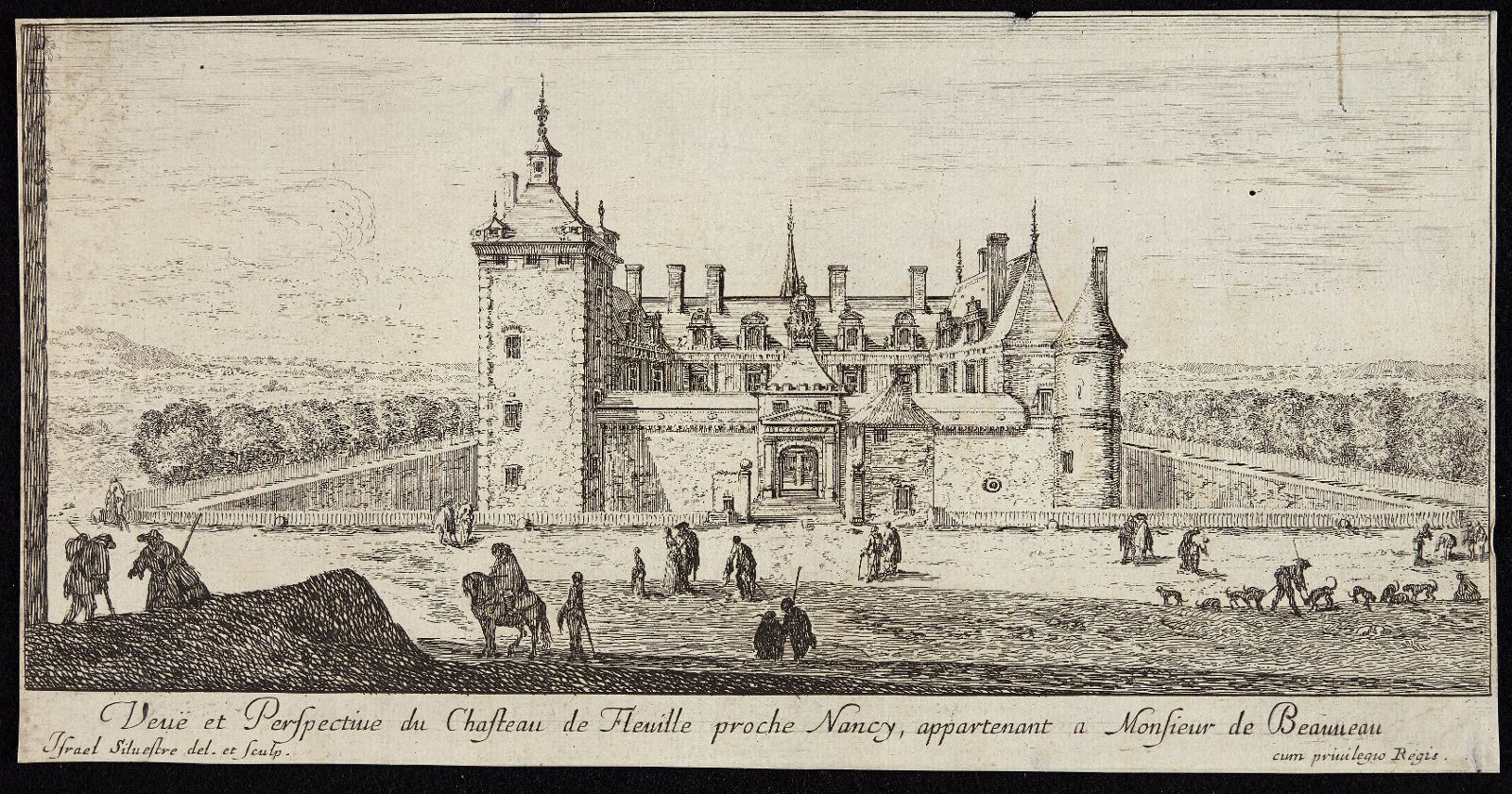 Profil de la ville de Nancy et lieux plus remarquables des environs d'Icelle (13) : Vue et perspective du château de Fleuille proche appartenant à Monsieur de Beauneau