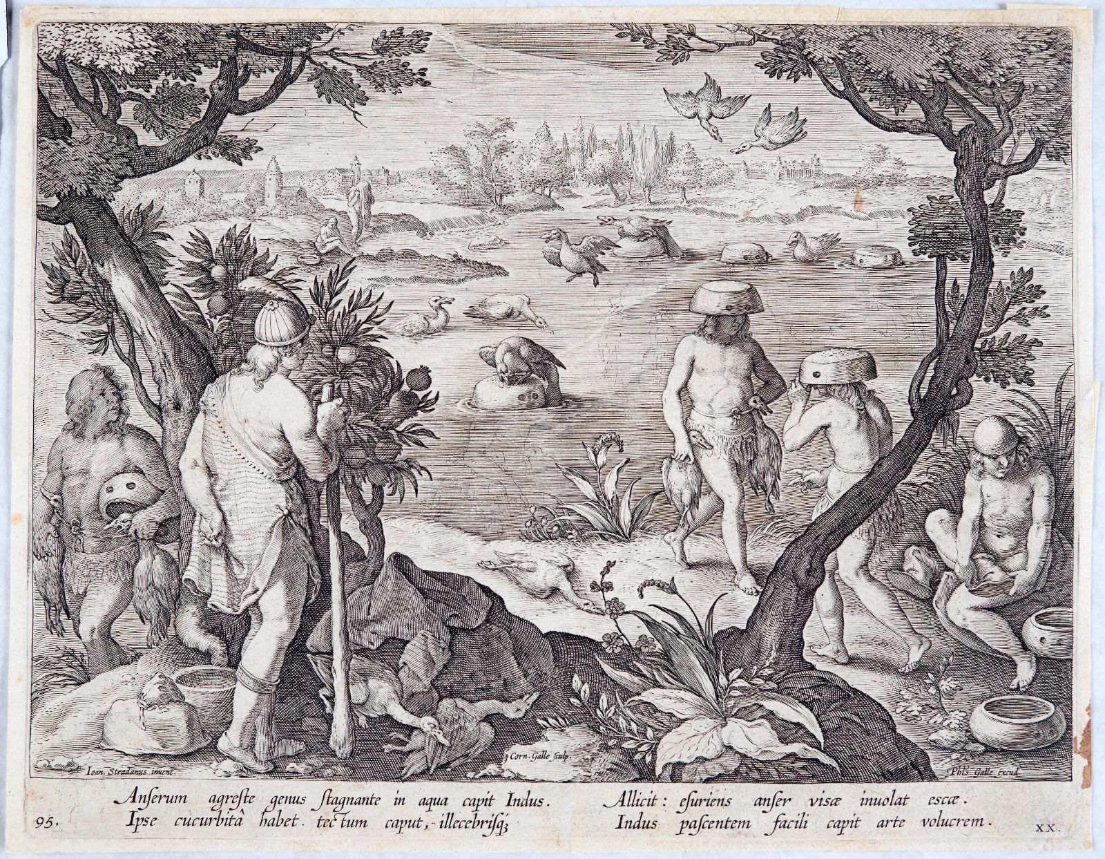 Venationes, Ferarum, Avium, Piscium (95) : Indiens attrapant des oies sauvages avec des citrouilles