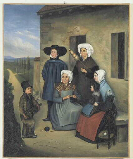 Jeune vielleur savoyard jouant devant une famille berrichonne (1840)