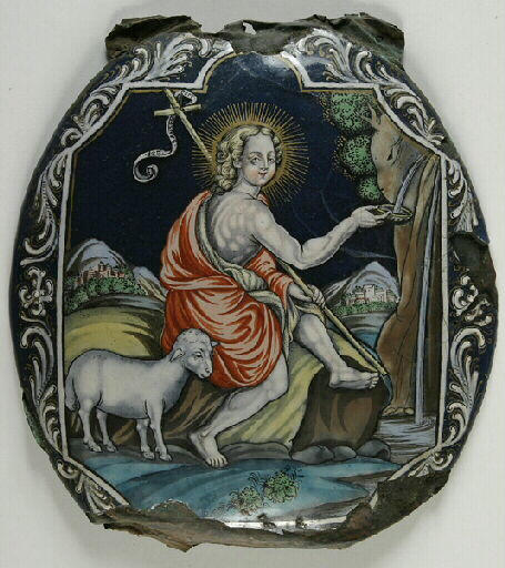 Saint Jean-Baptiste à la fontaine (Fragment de bénitier)