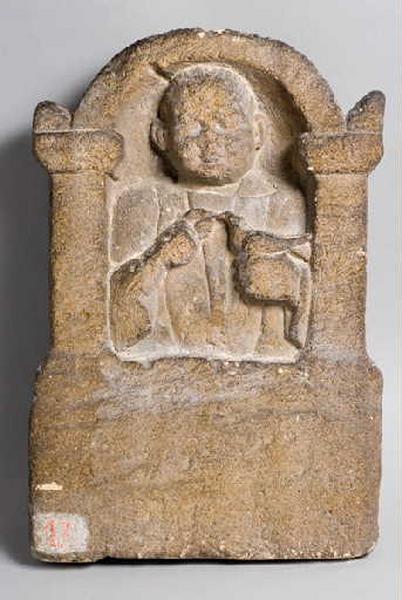 Alogius donnant la becquée à un oiseau (Titre attribué par les auteurs du catalogue 'exposition Bourges Muséum d'Histoire Naturelle 2003-2004' : Alogius (ou Alogiosus) donnant la becquée à un oiseau')