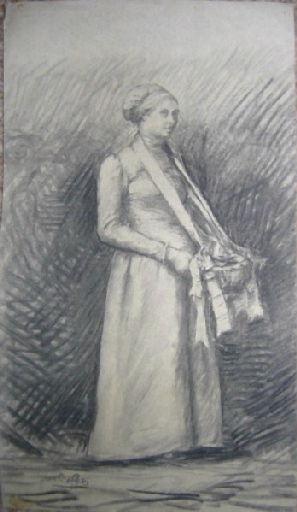 Jeune femme en robe longue (Titre factice)