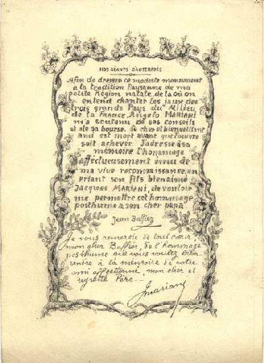 Dédicace de Jean Baffier à Angelo Mariani (Titre factice)