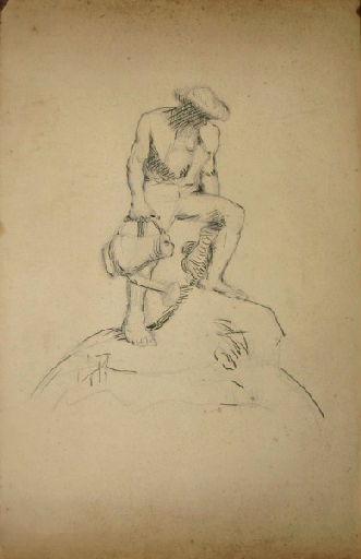 Statue d'homme de 3/4 (Titre factice)